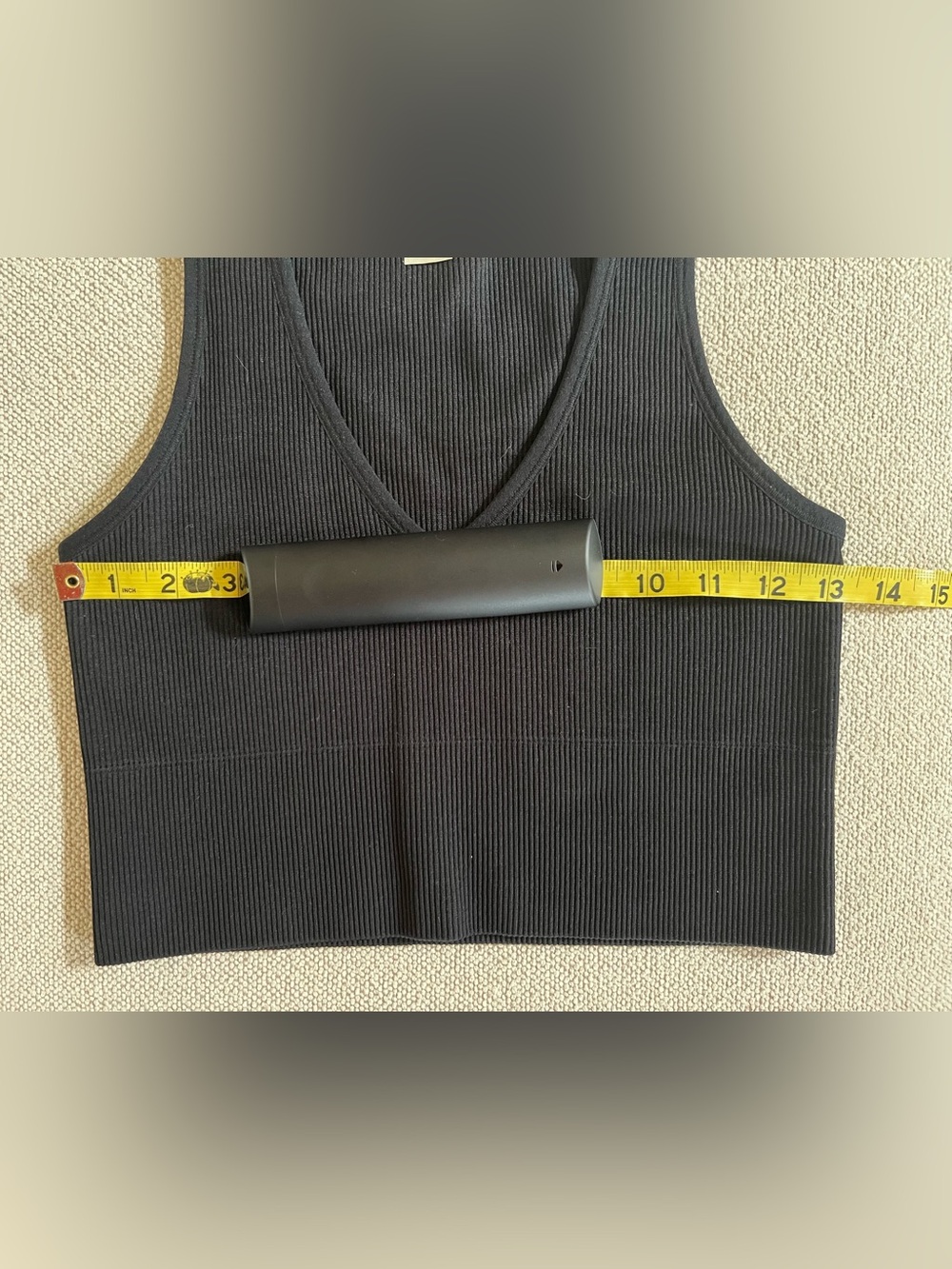Black Ribbed V-Neck Cropped Sports Bra Size Small. Brami. - Picture 5 of 11